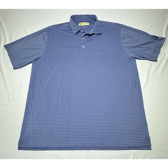 Donald Ross Sportswear Men's Short Sleeve Blue Stiped Polo Shirt - Size XL - Picture 1 of 5